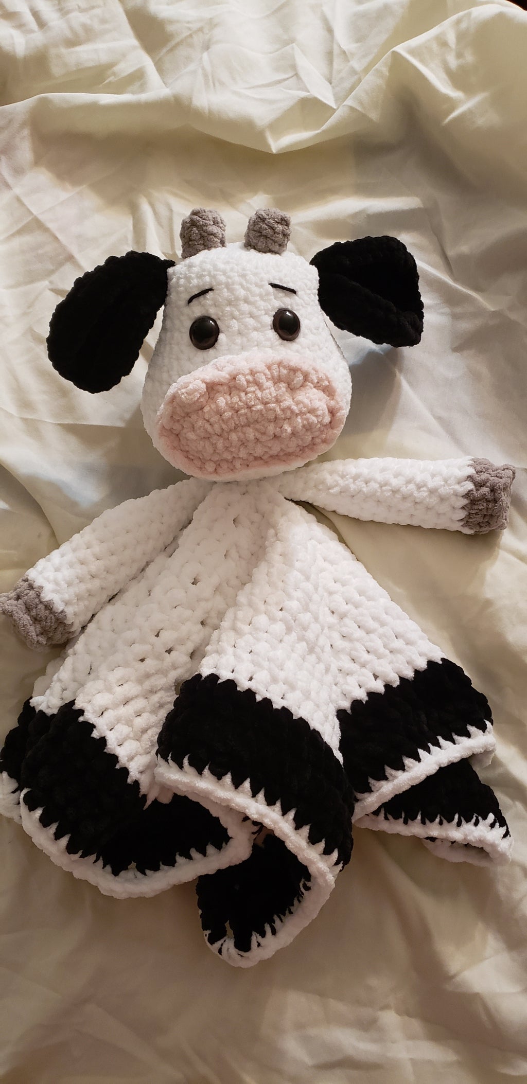 Crocheted Cow Lovey Blanket