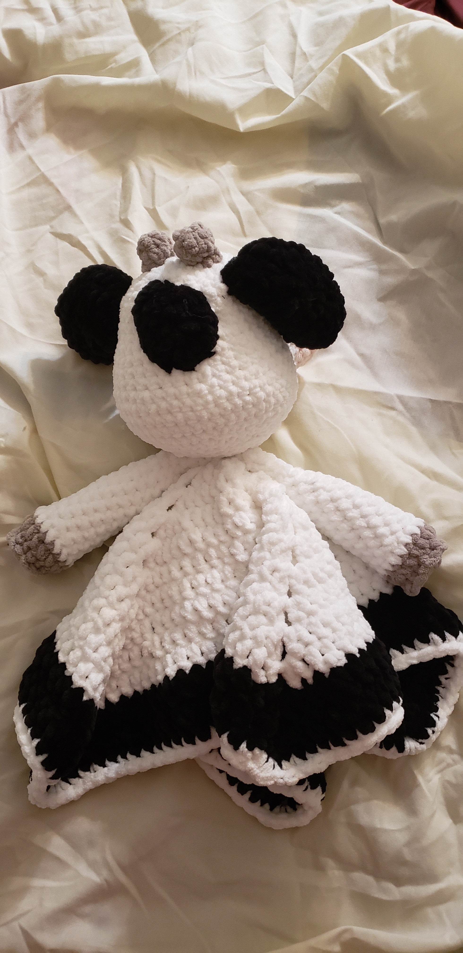 Crocheted Cow Lovey Blanket