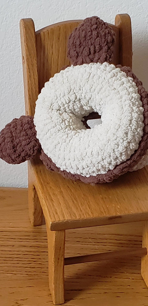 Crochet teddy bear donut plushie - back view