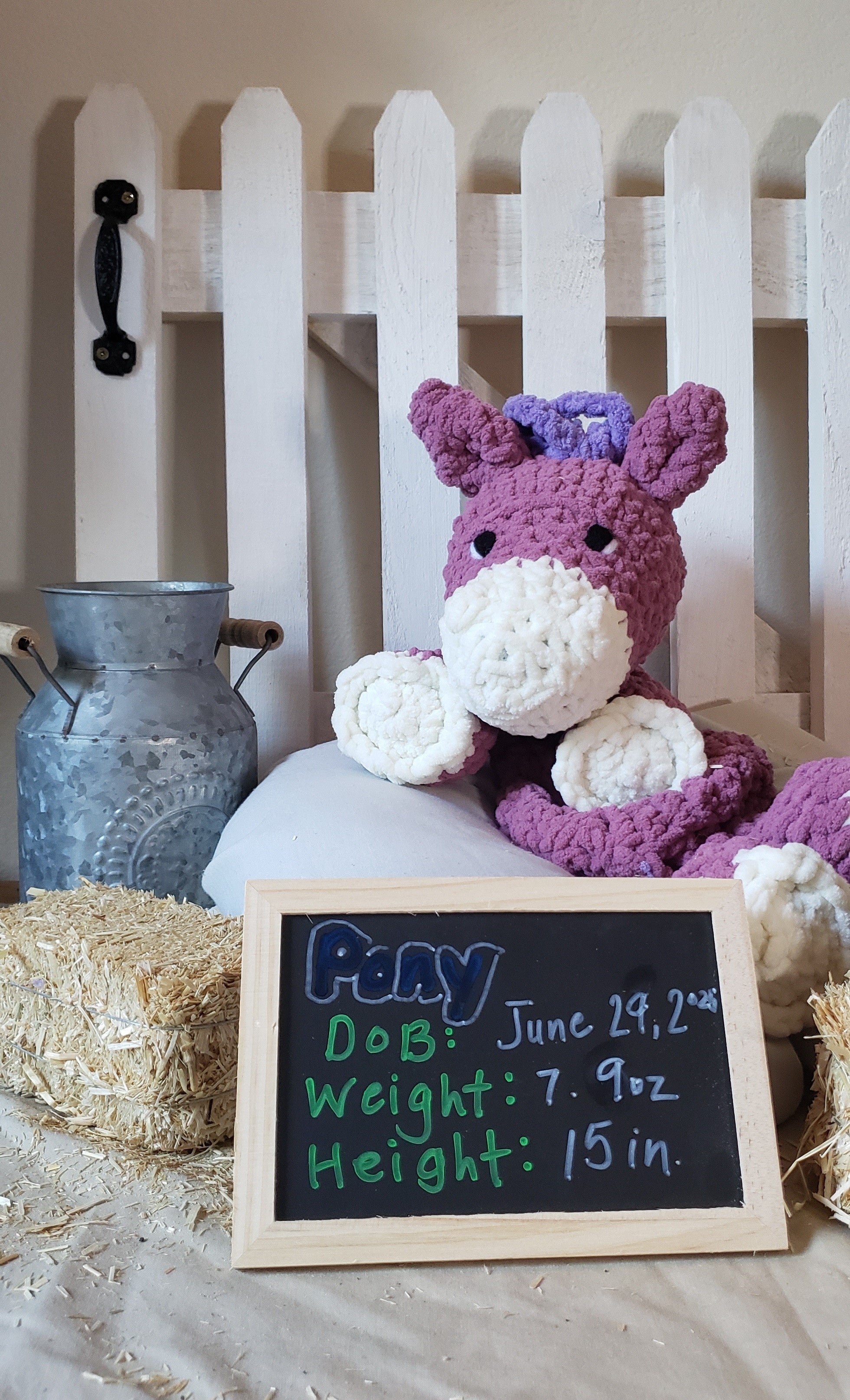 Crochet Pony Plushie | Soft Farm Animal Baby Toy