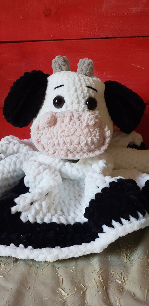 Crocheted Cow Lovey Blanket